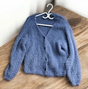 Elegant Blue Women's Cozy Cardigan